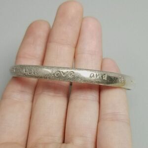 Vintage Sterling Silver 'Follow what you love' Bangle Bracelet, Inspirational